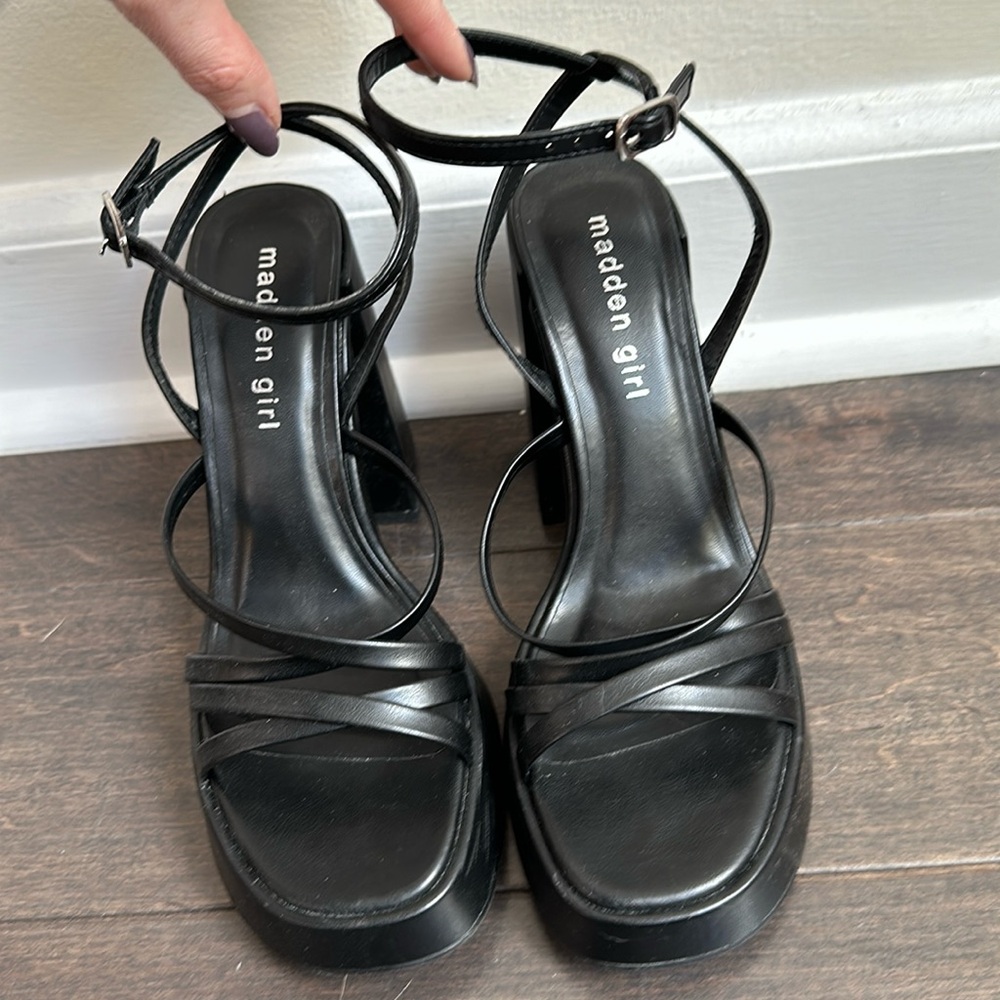 Madden Girl black platform strappy sandals